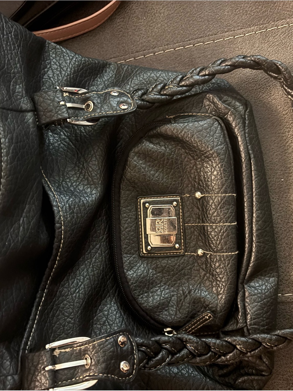 Black Braided-Handle Women’s Shoulder Bag